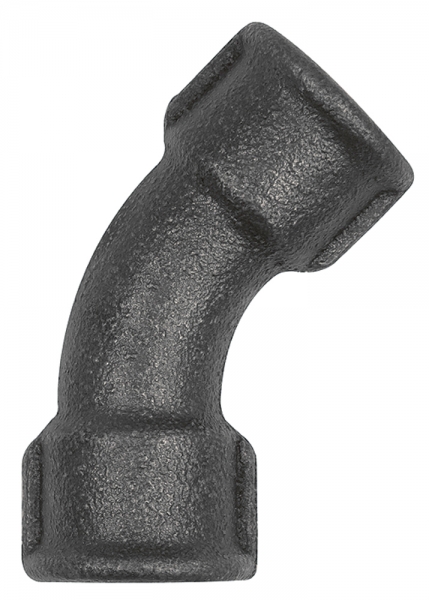 Bogen 41, 45°, Rp 1/2 i., Rp 1/2 i., Temperguss schwarz
