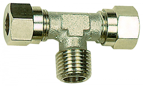 T-Einschraubverschraubung, R 1/8 a., Rohr-Außen-Ø 8 mm, MS vern.