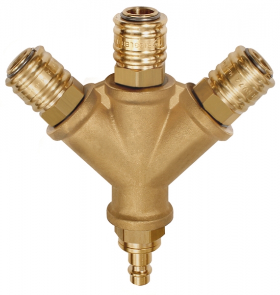 Verteiler, 3 Schnellverschlusskuppl. NW7,2, Nippel NW7,2-7,8 G1/2