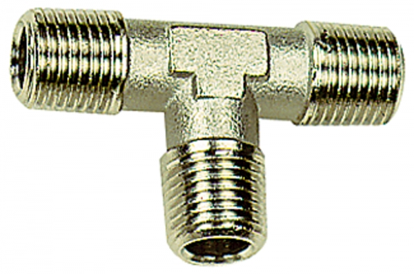 T-Stück, außen/außen/außen, R 1, SW 30, Messing vernickelt