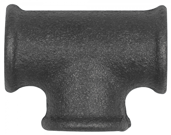 T-Stück 130, 3 x Rp 1/4 i., Temperguss schwarz