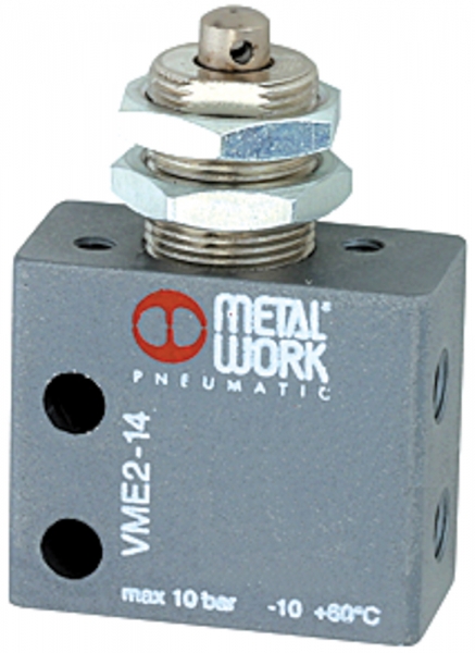 3/2-Miniventil, mech., Stößel, Schalttafeleinbau,NC 4 mm seitl.