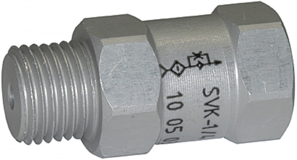 Strömungsventil, AG o., Alu, Kugelsitzven. pu = -0,3bar l/min 8,1