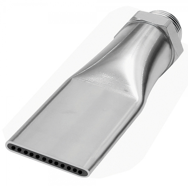 Lärmarme Flachdüse, G 3/8 AG, MS vernickelt, Düsenbreite 29mm, 12