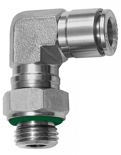 L-Steckverschraubung, drehbar, G 1/4 a., Schlauch-Ø 6, ES 1.4404