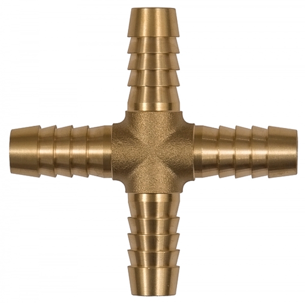 Kreuz-Schlauchverbindungsstutzen, für Schlauch LW 9 mm, Messing