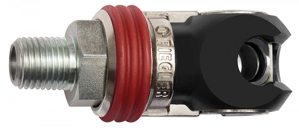 Schwenk-Sicherheitskupplung NW 8, ISO 6150 C, Stahl, NPT 1/2 AG