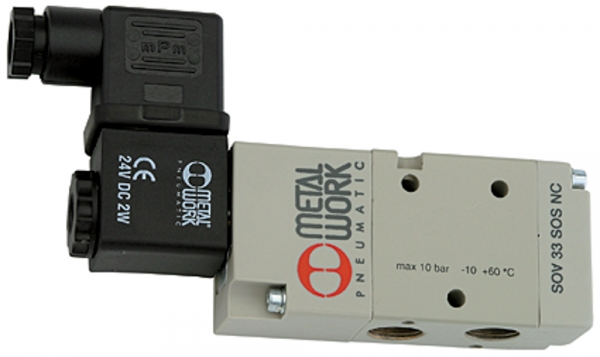 3/2-Wegeventil, elektropneu., monostabil, G 1/8, NC, 230 V, 50 Hz