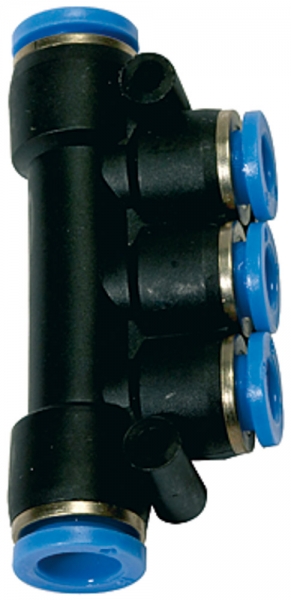 T-Mehrfachverteiler, Steckanschl. »Blaue Serie«, Schl.-Ø 2x8/3x6